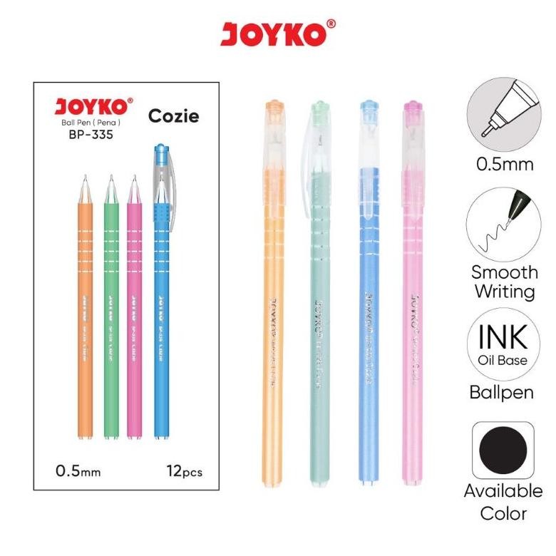 

''Terlaris" (12Pc) Ball Pen Pulpen Pena Joyko Bp-33 Cozie 0. Mm Murah