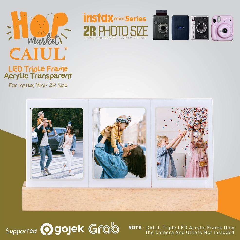 PROMO Triple Photo Light Frame Acrylic Album Stand 3 Foto Meja Dengan Lampu Size 2R for Fujifilm Ins