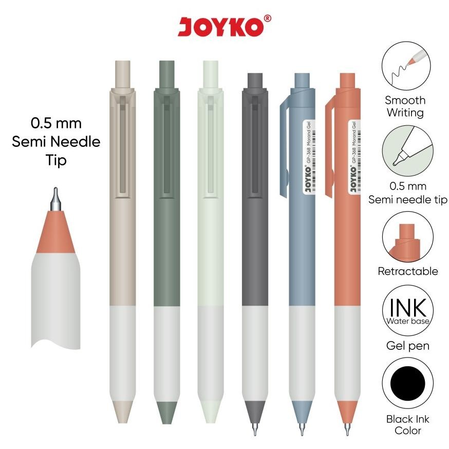 

''Terlaris" (6 Pen) Gel Pen Pulpen Pena Joyko Gp-368 Morand Gel 0. Mm Murah