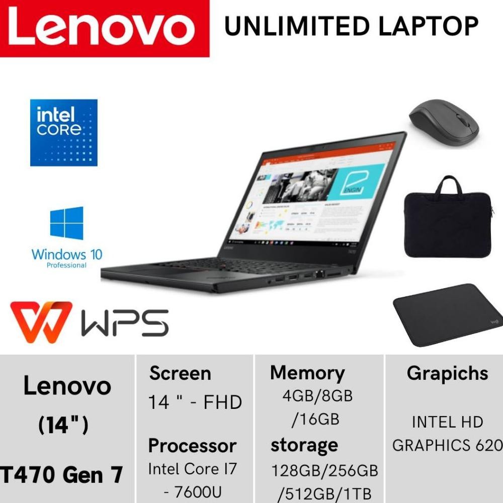 LAPTOP LENOVO THINKPAD T470 T470S CORE i5 i7 GEN 7 - LAYAR 14 INCH PENINGKATAN TERBARU