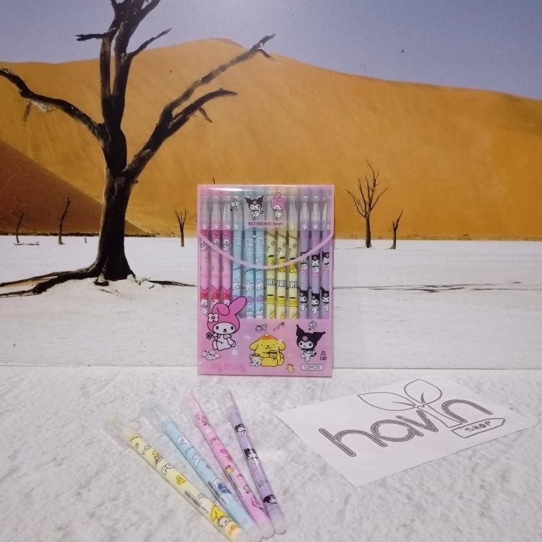 

''Terlaris" (12Pc) Pen Gel Mika Transparant Pena Ballpen Murah