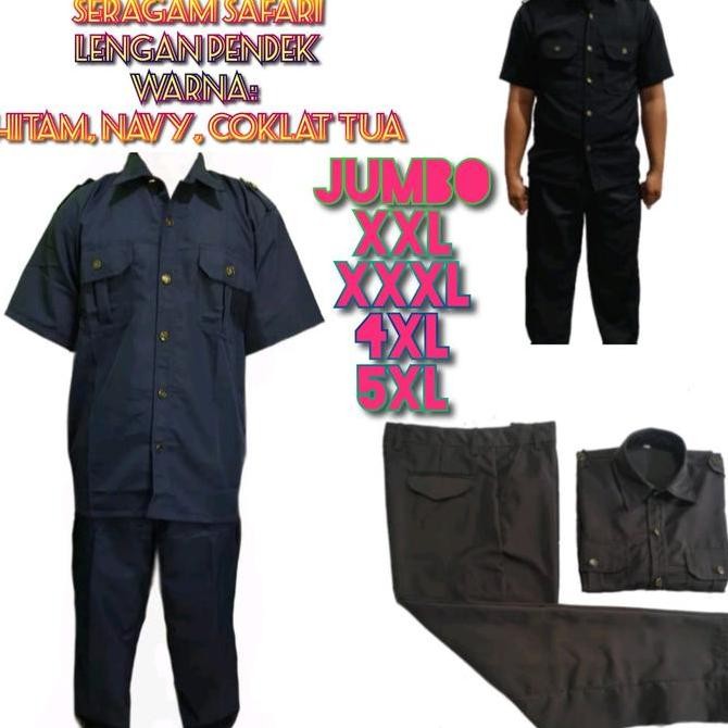 SETELAN SERAGAM SAFARI SATPAM SECURITY PRIA JUMBO BIG SIZE 3XL 4XL 5XL