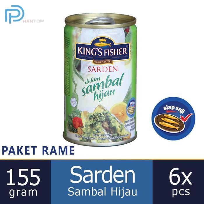 

BARU KTMSTORE PAKET 6 PCS KINGS FISHER SARDEN MINI SAMBAL HIJAU MAKANAN KALENG 155G KINGS FISHER