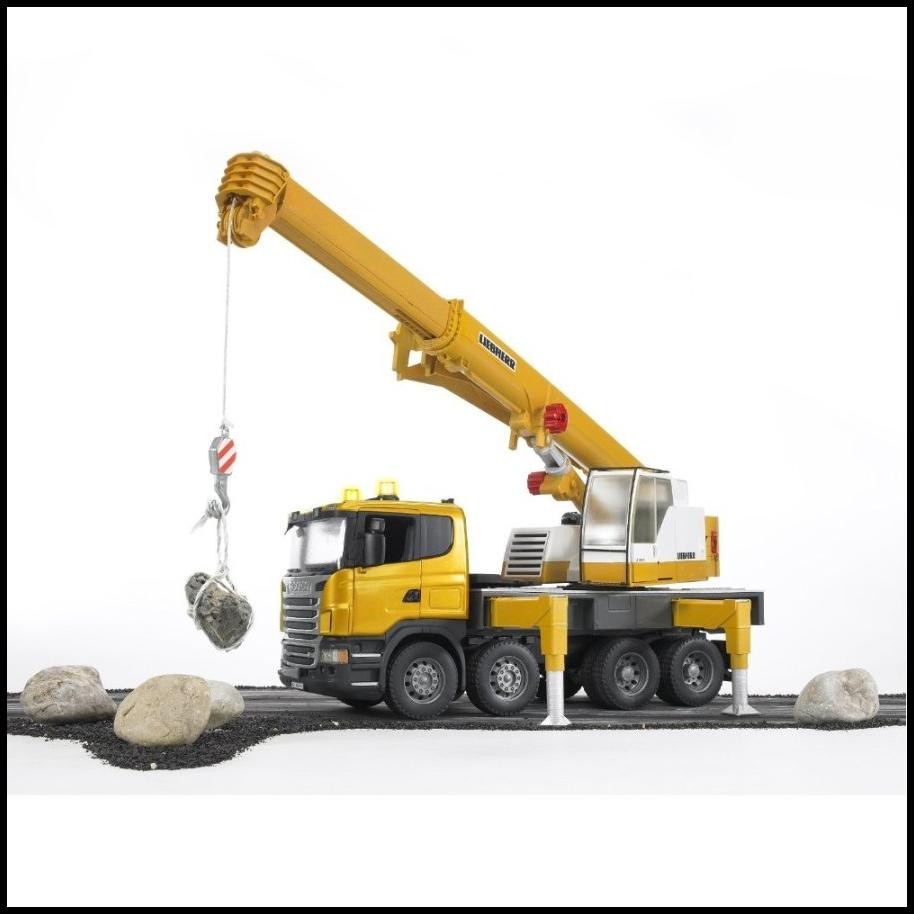 Ready Bruder 3571 Scania Super 560R Liebherr Crane Truck With Light & Sound - Mainan Miniatur Truk K