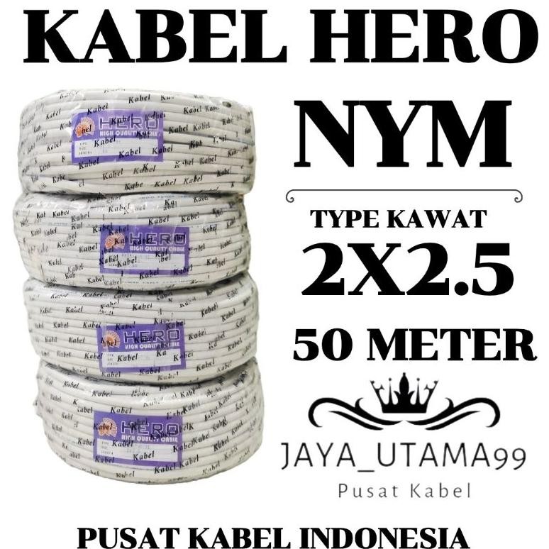 Kabel listrik HERO 2X2.5 50M NYM Isi 2 Kawat
