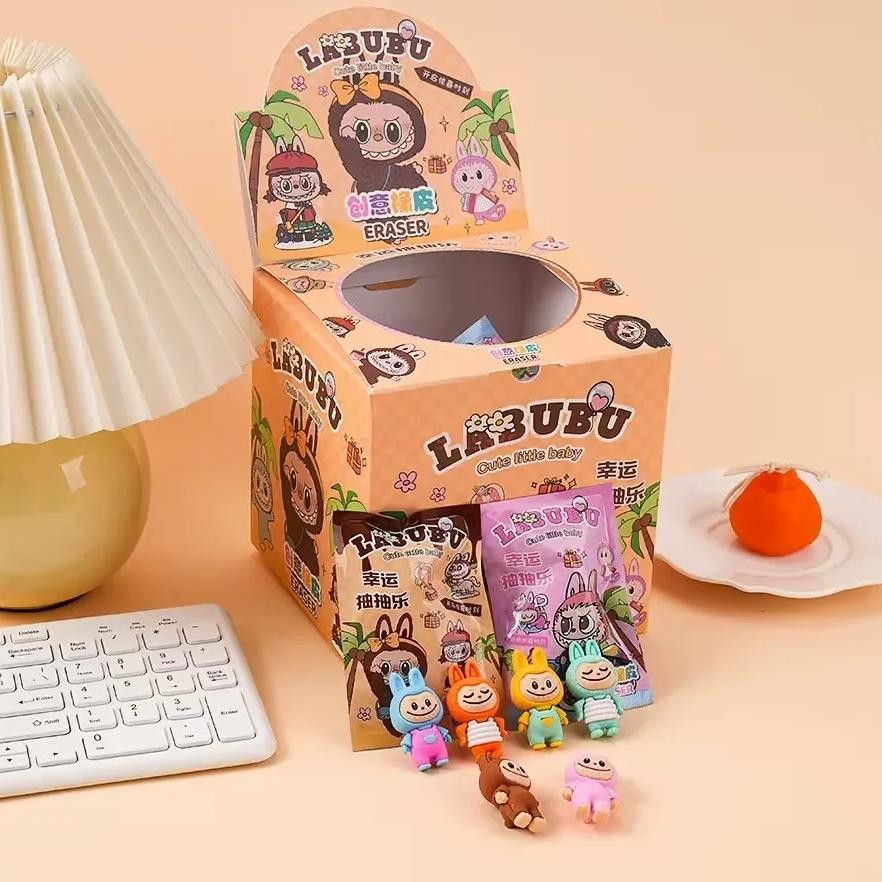 

32Pcs/Box Labubu Eraser Blind Box Anime Stationery Blind Box Figure Cartoon Eraser Model Doll Toy For Children'S School Supplies