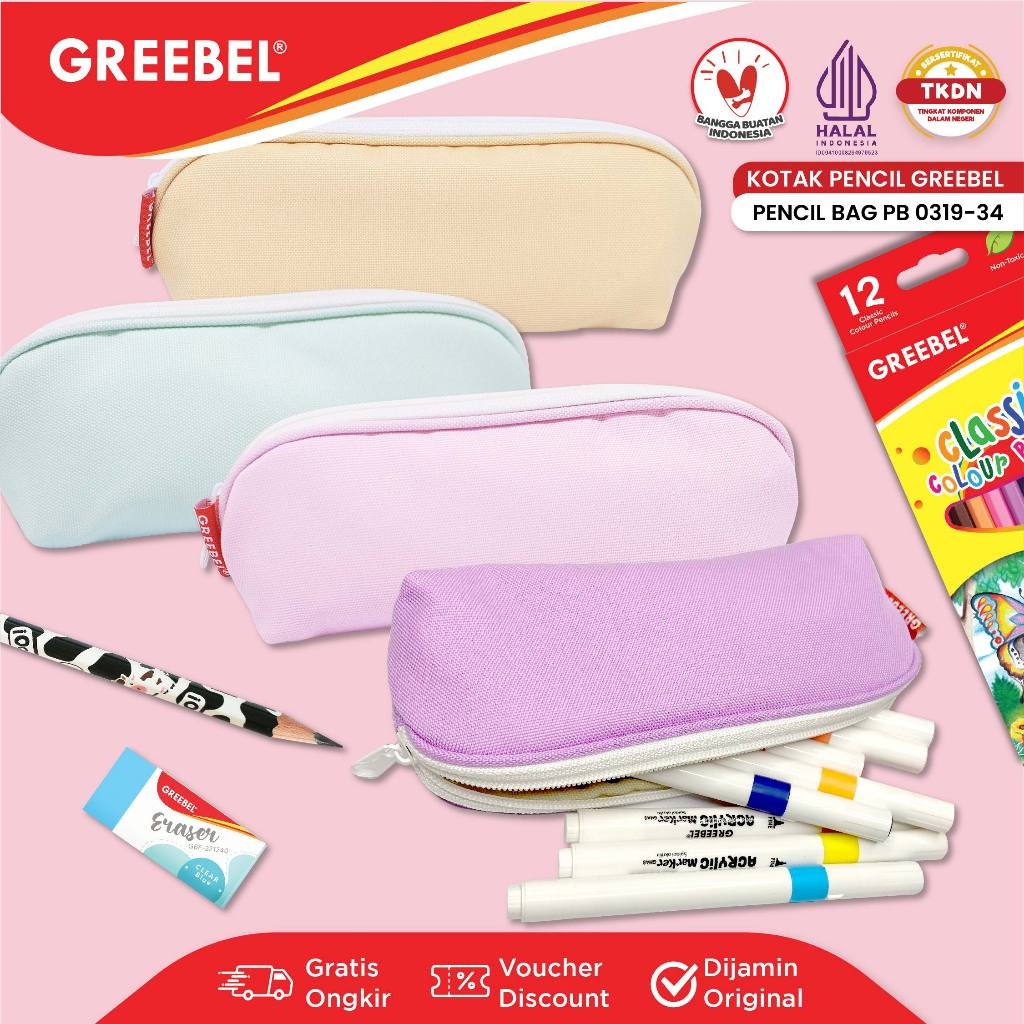

GREEBEL Kotak Pensil Lucu / Pensil Case Aesthetic / Tempat Pensil Pastel / Pensil Bag Oval 0319- 34