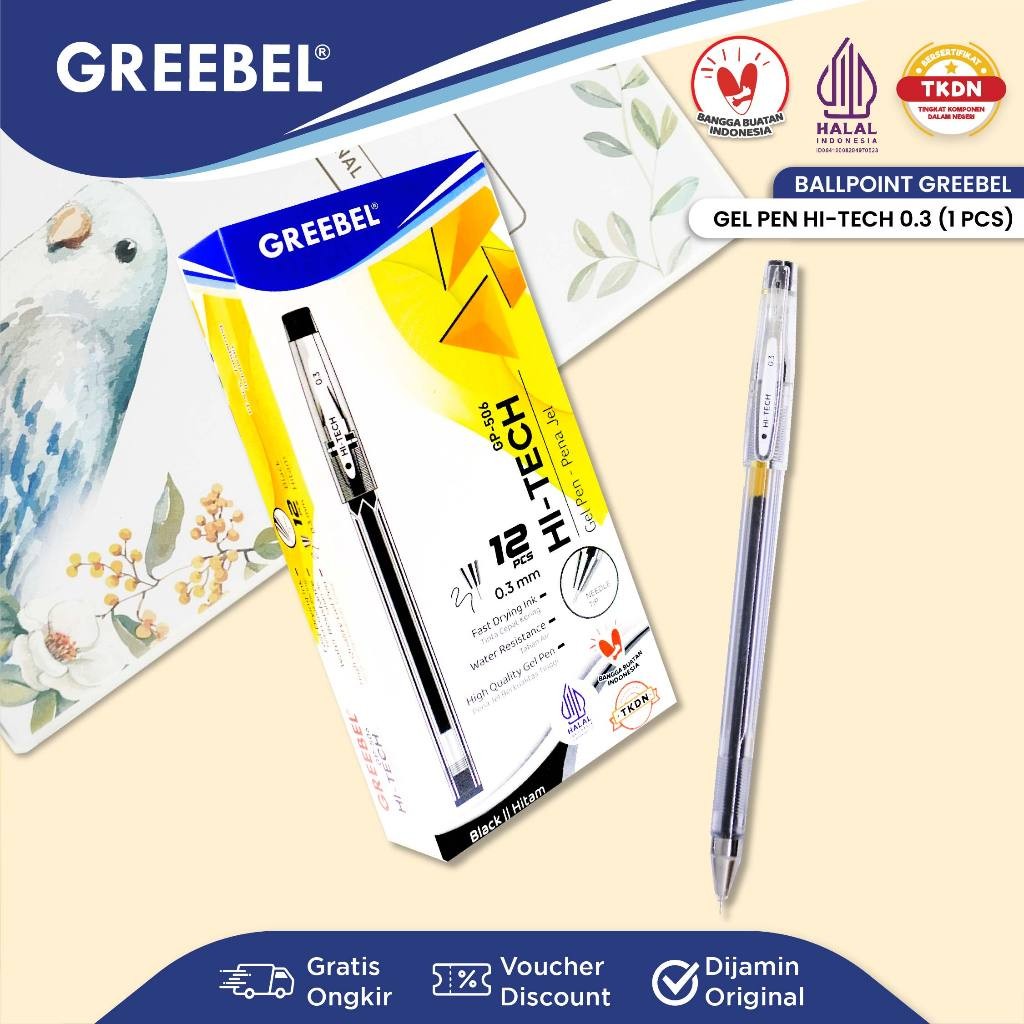 

GREEBEL PULPEN GEL / GEL PEN GP- 506 HI- TECH 0.3 (1PCS) Ballpen Gel Ballpoint Bolpen Bolpoin Pena Gel