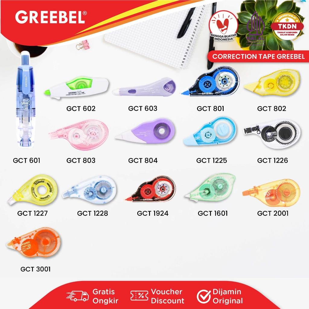 

GREEBEL Correction Tape Tip Ex Kertas Roll Lucu Varian (PCS) Pita Koreksi Pulpen