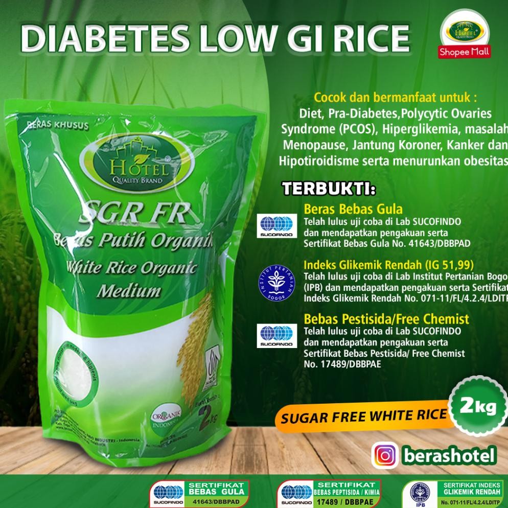 

Beras Diabetes Organik 2 kg-BERAS DIABETES LOW GI White Rice-Beras Organik HOTEL 2kg-Diabetes Beras 2kg-Sugar Free White Rice-Beras Index Glikemic Rendah