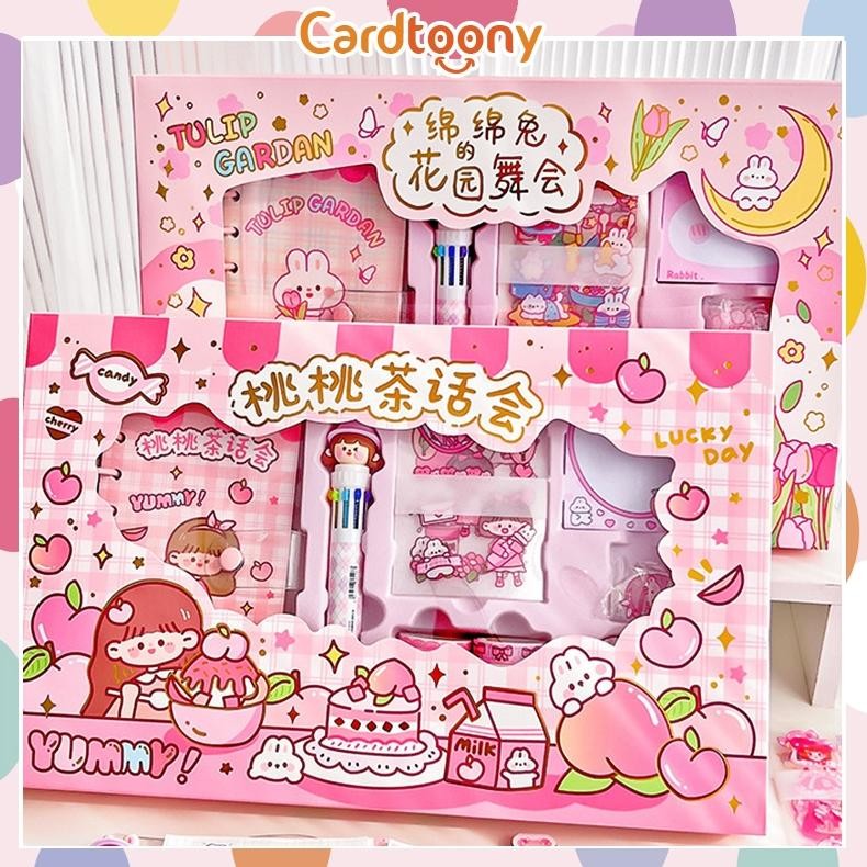 

READY STOCK Paket Jurnal Set Diary / Journal kit / Paket set agenda/ Buku catatan set lucu pulpen stiker washi tape lucu imut pastel pink ungu handbook