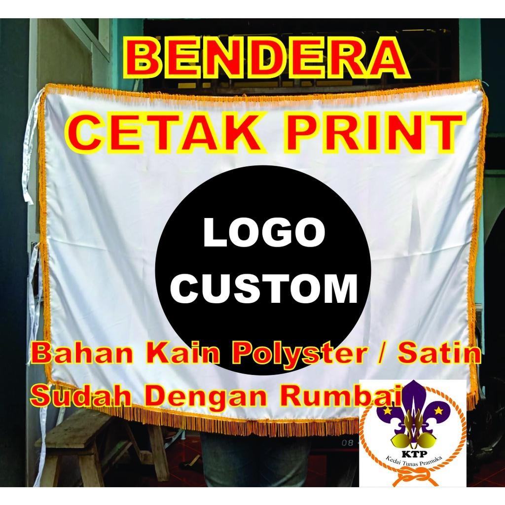 Custom Bendera Print Pataka Panji Vandel Ruangan Ruang Rumbai Kain Polyster Satin