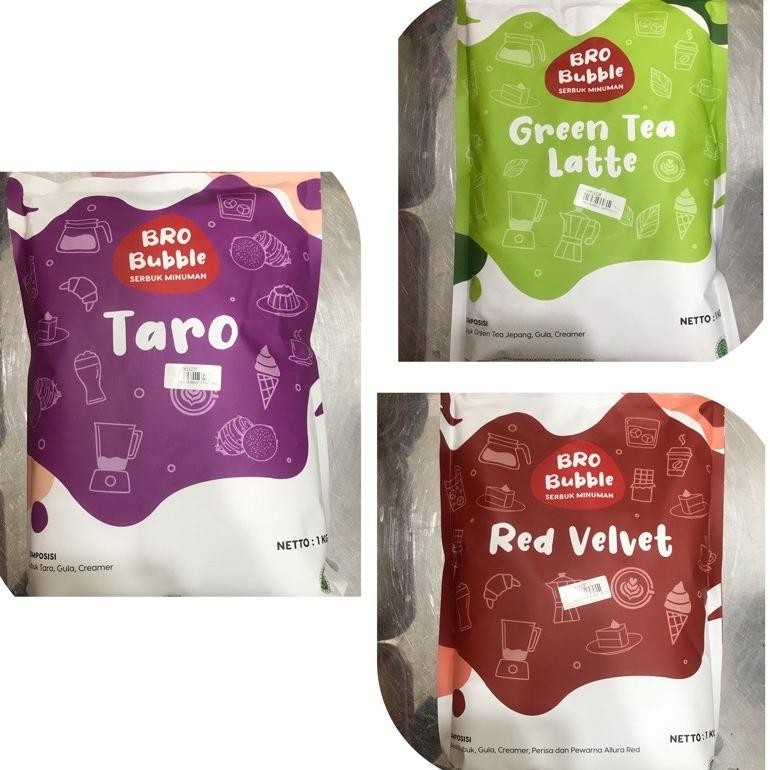 

Bro Bubble 1Kg / Bubuk Minuman / Taro / Green Tea Latte / Red Velvet (Baru)