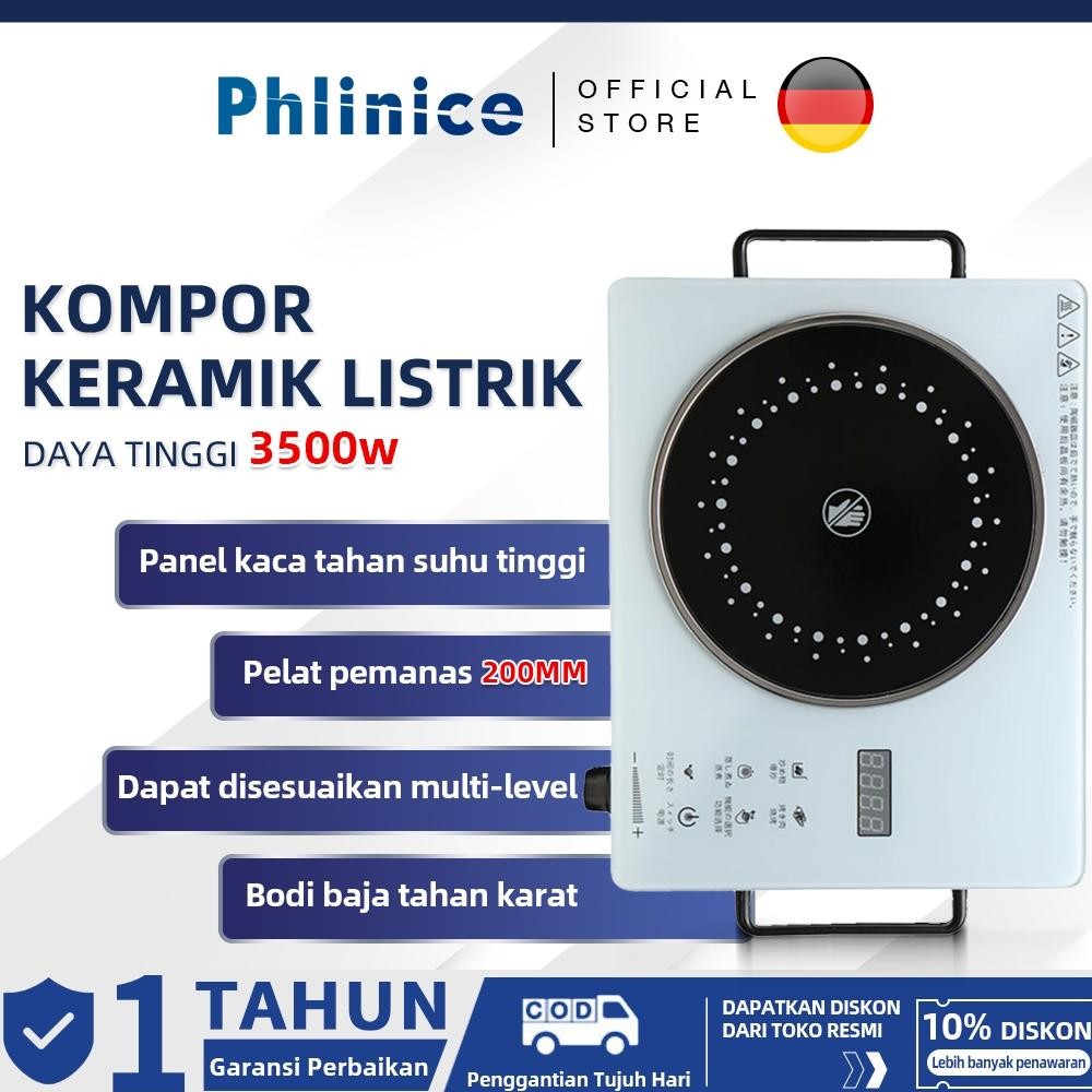 Phlinice Kompor Keramik Listrik Multifungsi Rumah Tangga 3500W Daya Tinggi 2200W Kompor Induksi Komp