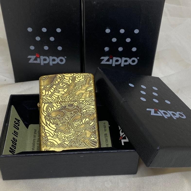Zippo Motif Grafir Full Batik Naga Gold