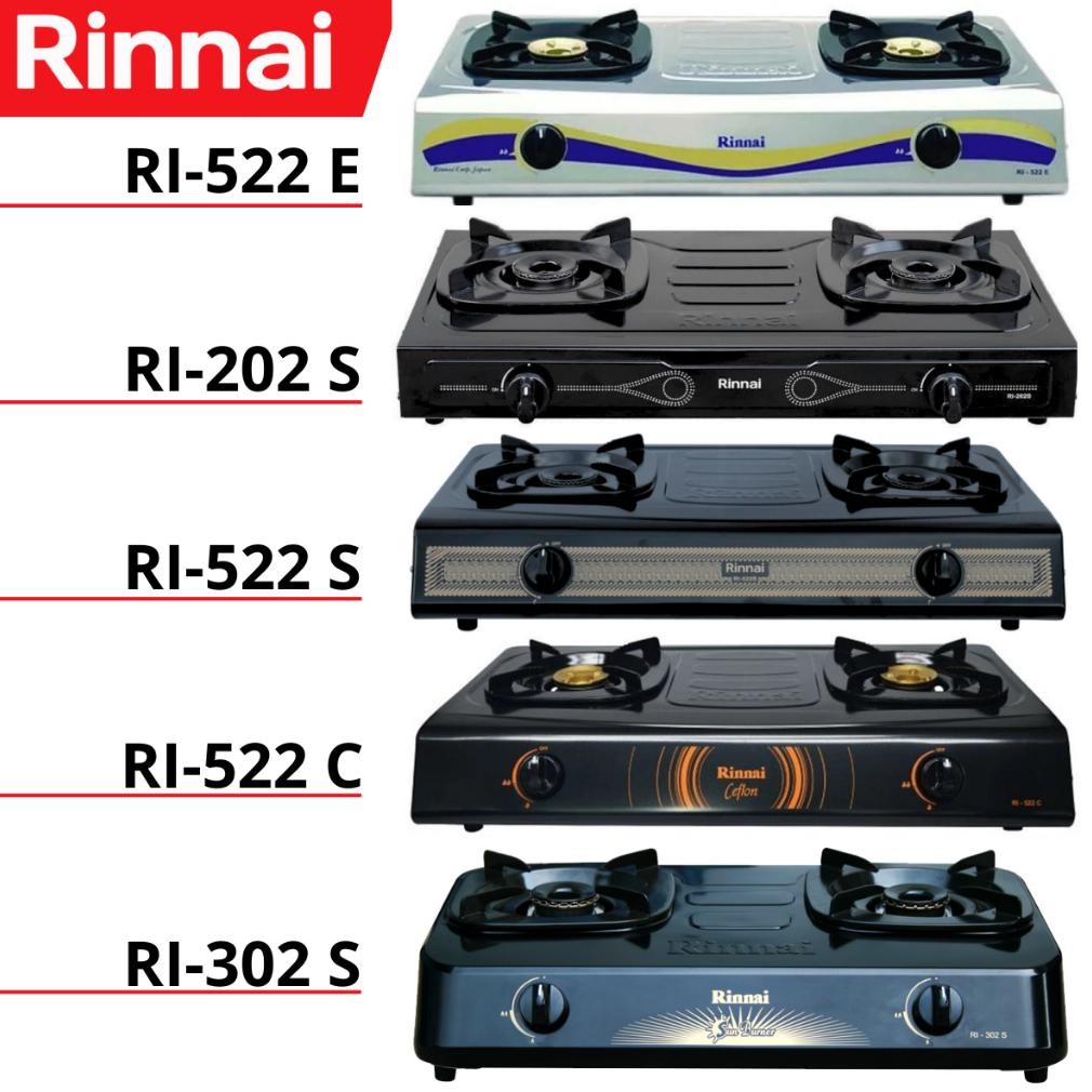 KOMPOR GAS RINNAI 2 TUNGKU RI 202S 302S 522C 552E KOMPOR GAS 2 TUNGKU RINNAI TEFLON STAINLESS-GARANS