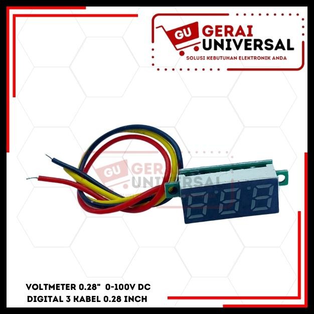 VOLTMETER 0.28" 0-100V DC DIGITAL 3 KABEL 0.28 INCH