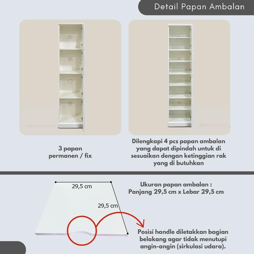 Toraya Lemari Cermin Rias/ Meja Rias/ Lemari Pakaian/ Cermin Full Body/ Standing Mirror/ MR-CA 33 WH