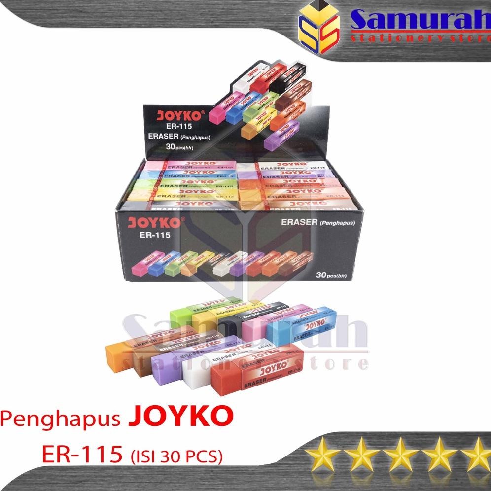 

Penghapus Pensil Joyko ER-115 Tanggung ( 30 Pcs ) / Eraser ER 115 Colours / Hapusan Stip Pencil Sedang Panjang B30 10 Warna - Pink - Biru - Hijau - Kuning - Hitam - Putih - Ungu - Merah - Orange - Coklat