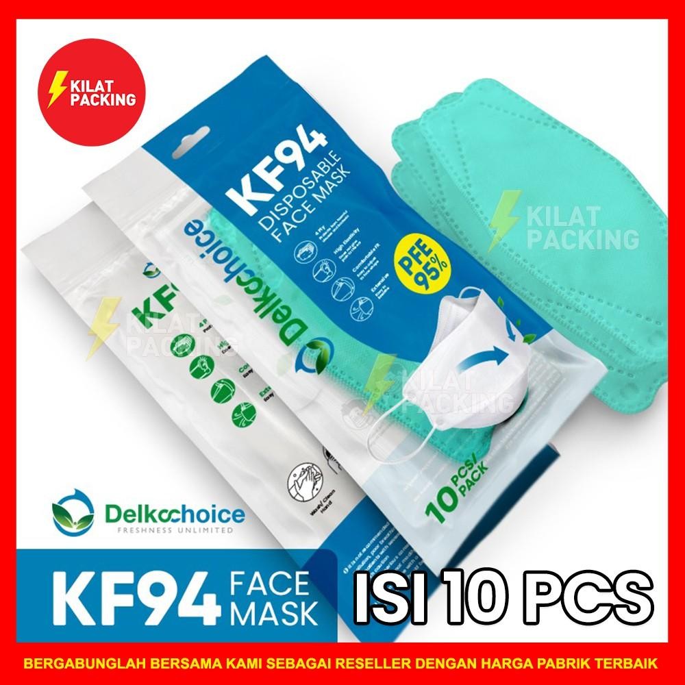 Masker Korea Kf94 / Kf94 Mask Warna Hijau Tosca Premium 4 Ply (Tali Senada) Termurah Isi 10 Pcs