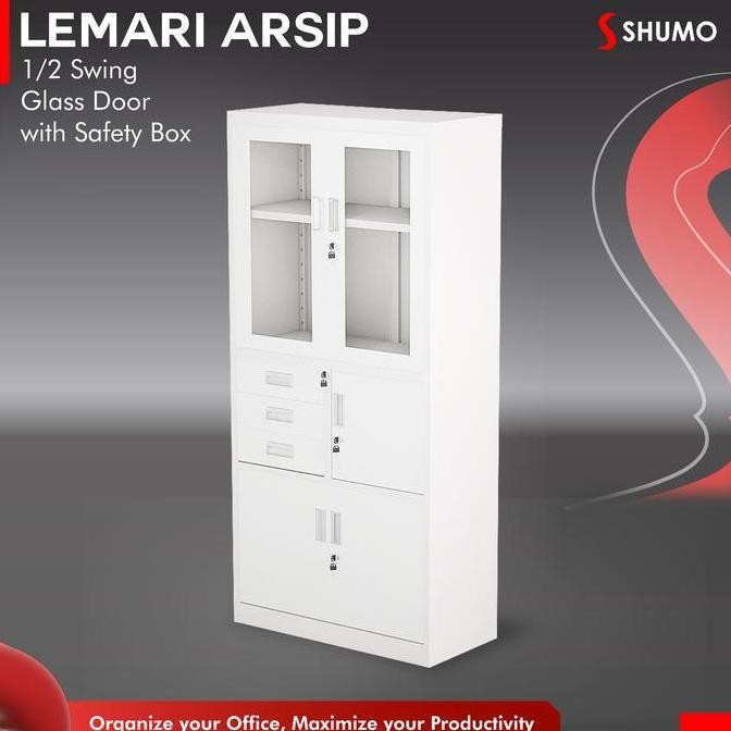 

TERMURAH SHUMO Super White | Lemari Arsip Besi 2 Pintu Swing Besi Brankas Laci 3