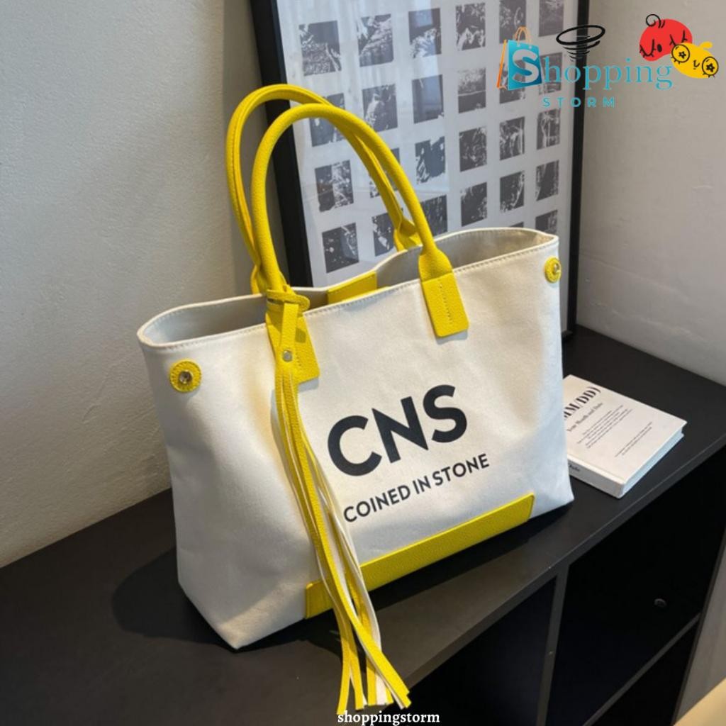 Tas Jinjing Wanita Import Kanvas Handbag Besar Tas Bahu Cns Tenteng