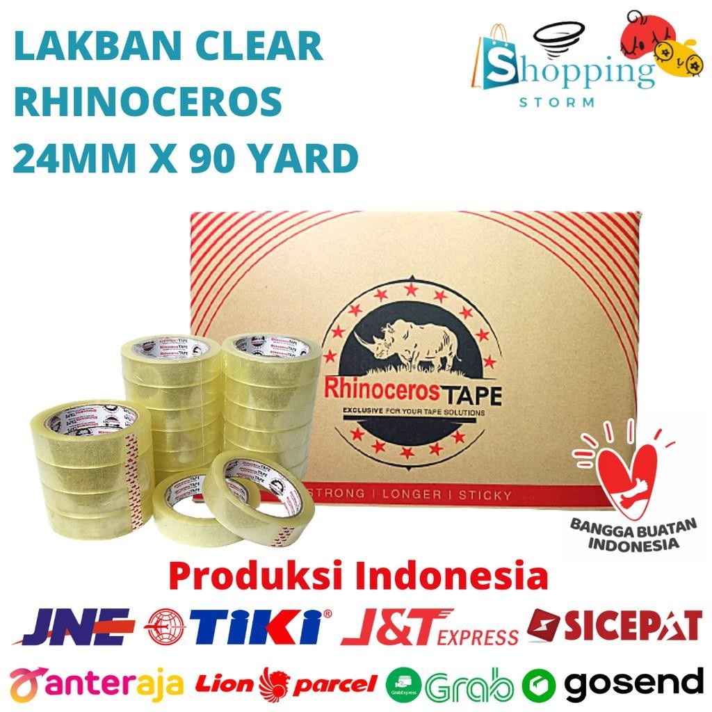 

Lakban Bening Isolasi Bening Tape Bening Rhinoceros Tape Lakban Clear 24Mmx90Yard @144Pcs/Dus
