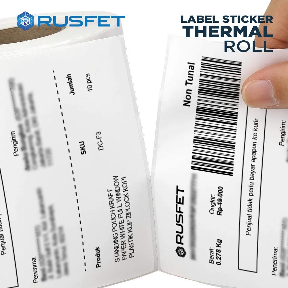 

Label Roll Thermal Stiker Thermal Rusfet Satuan Resi Online A6 500Pcs