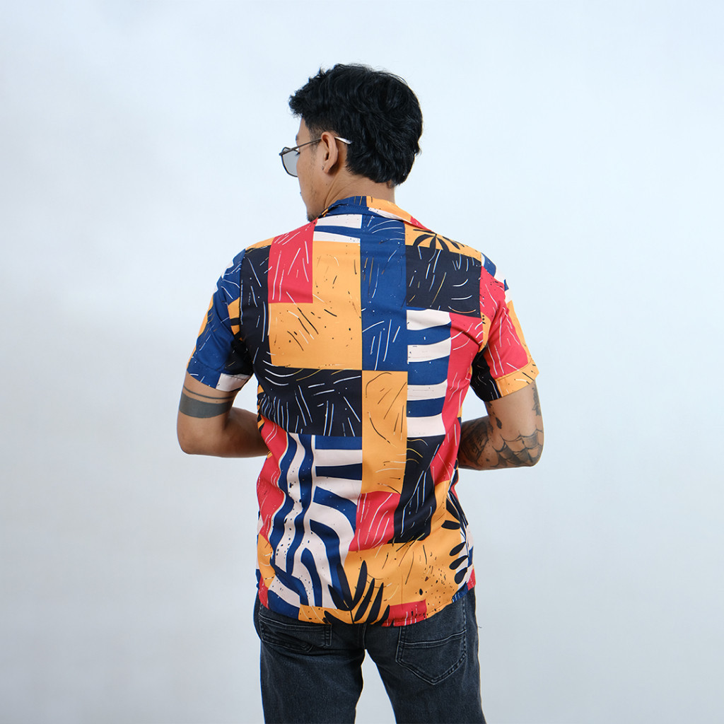 Goks Baju Shirt Kemeja Motif Pria Wanita Unik Bermotif Kekinian Oversize Jumbo 291 Abstrak Kuning