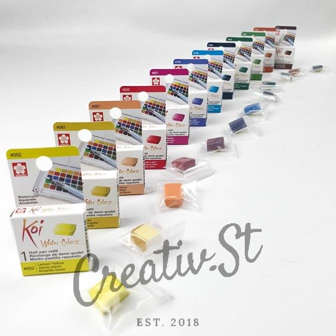 

Terlaris !!! Sakura Koi Watercolor Half Pan Part 1 Cat Air Padat Refill