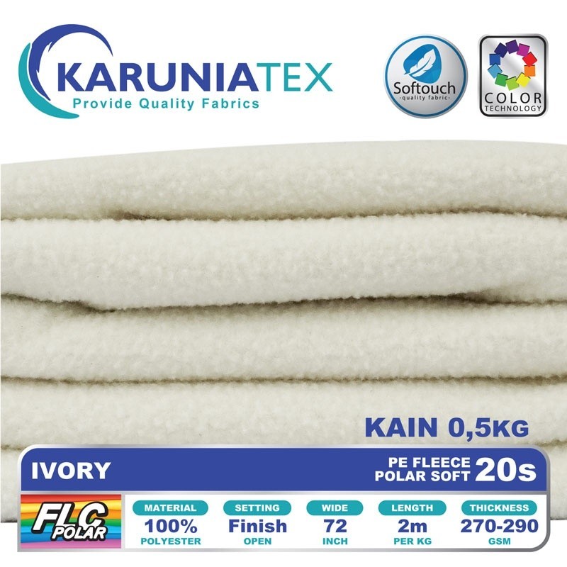 Kain Polar Fleece 20s Kiloan | Ivory | Karunia Textile