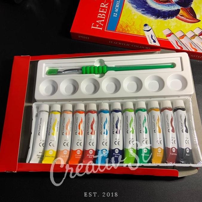 

New Collection !!! Faber Castell Faber-Castell Cat Akrilik Acrylic Paint 12 Warna Set 12 Ml Set Paint Cat Lukis