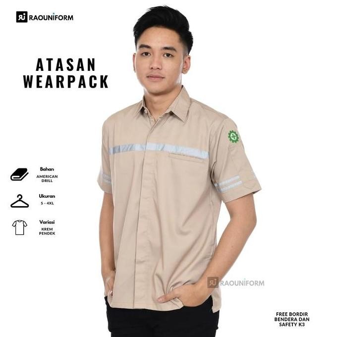 Baju Wearpack Kemeja Safety K3 Proyek Tambang Lengan Pendek/Seragam Kerja Lapangan/Baju Kerja Lapang