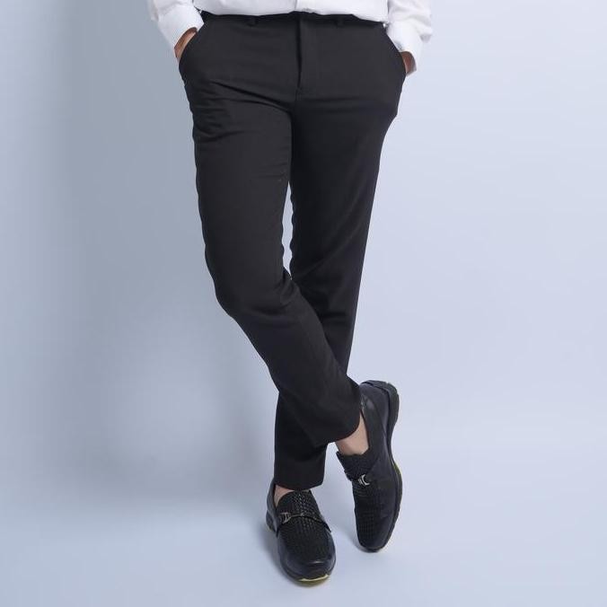 NEW Celana Kantor Formal Celana Panjang Bahan Pria Hitam Polos Slimfit