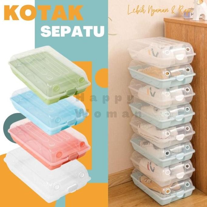 Kotak Sepatu Pria Murah Flip Buka Depan dengan Frame Plastik