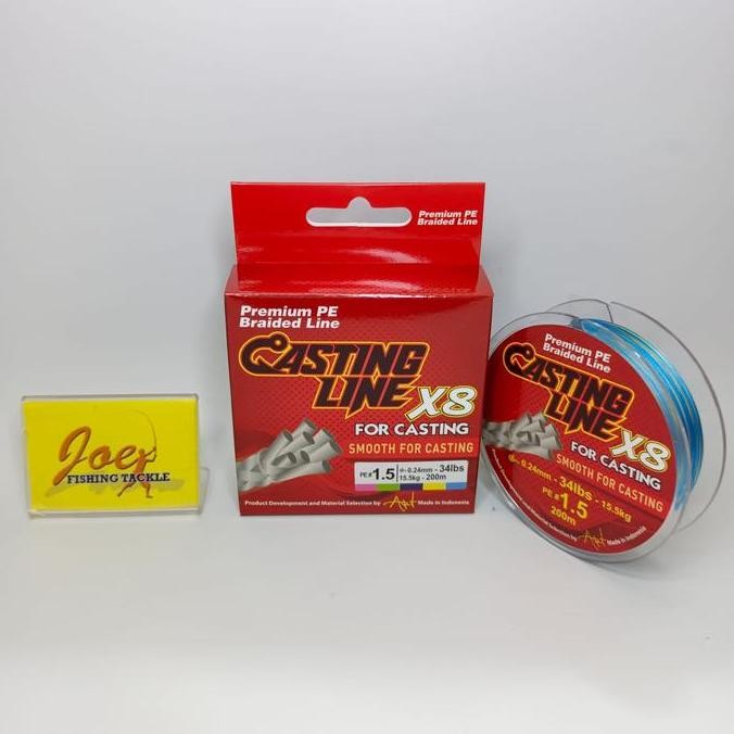 Casting Line X8 Pe#1,5 - 34Lb Multicolour Benang Pancing Senar Pe