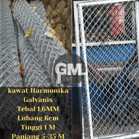 NEW Kawat Pagar Harmonika Galvanis 1,6MM Tinggi 1Meter Lubang 6CM (PER-ROLL)