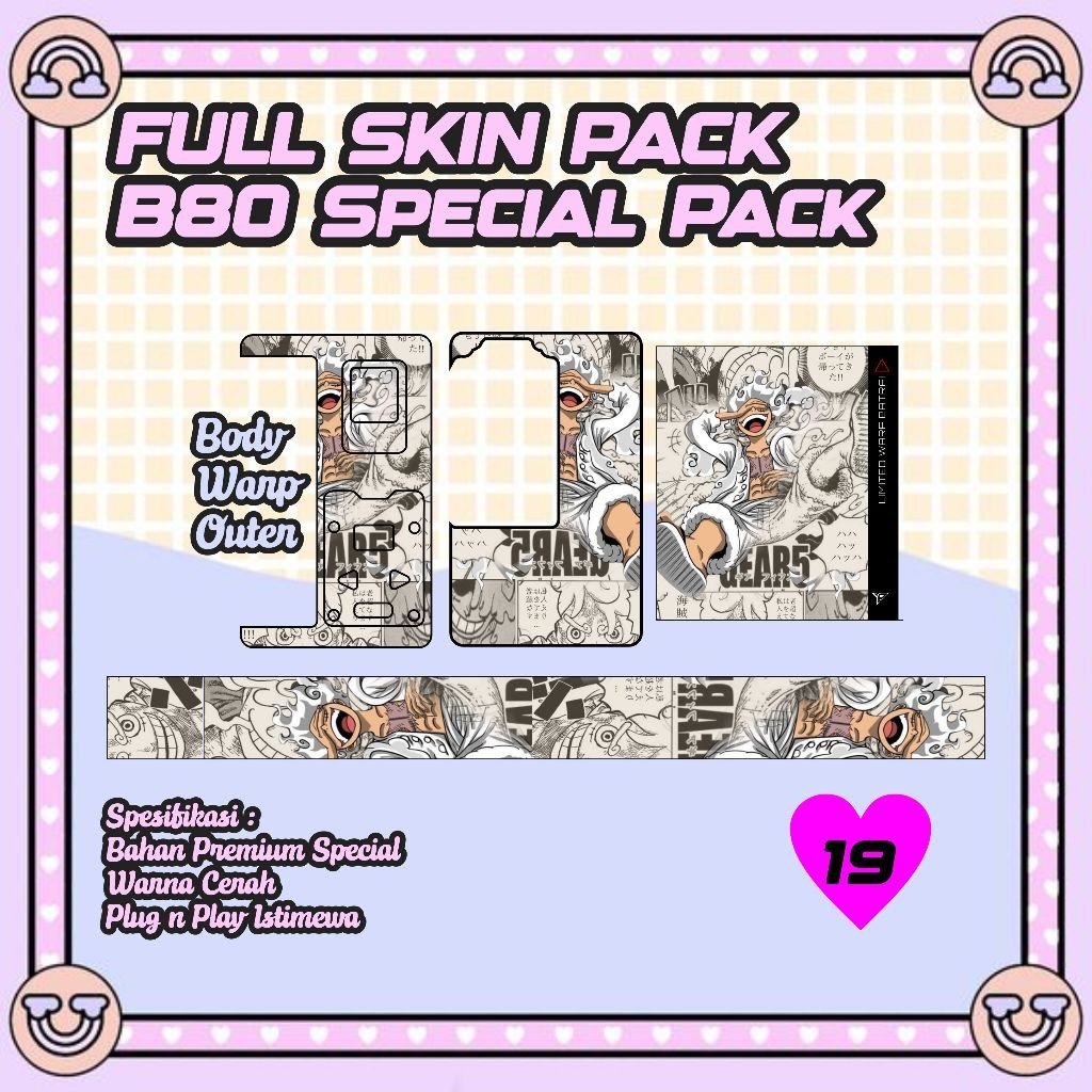 

Terlaris Stiker Pack Dalam Luar Batrai B80 19 Stiker Garskin Premium Not Casing Bisa Custom *Promo*