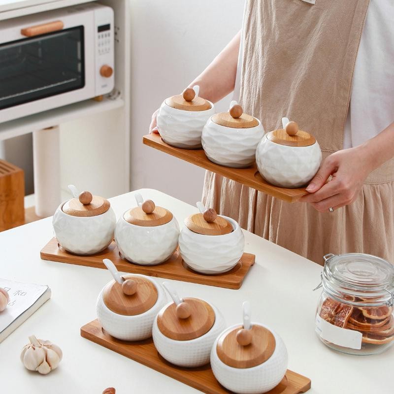 1 Set Toples Bumbu Keramik Toples Kombinasi Keramik Bumbu Dapur Unik Toples