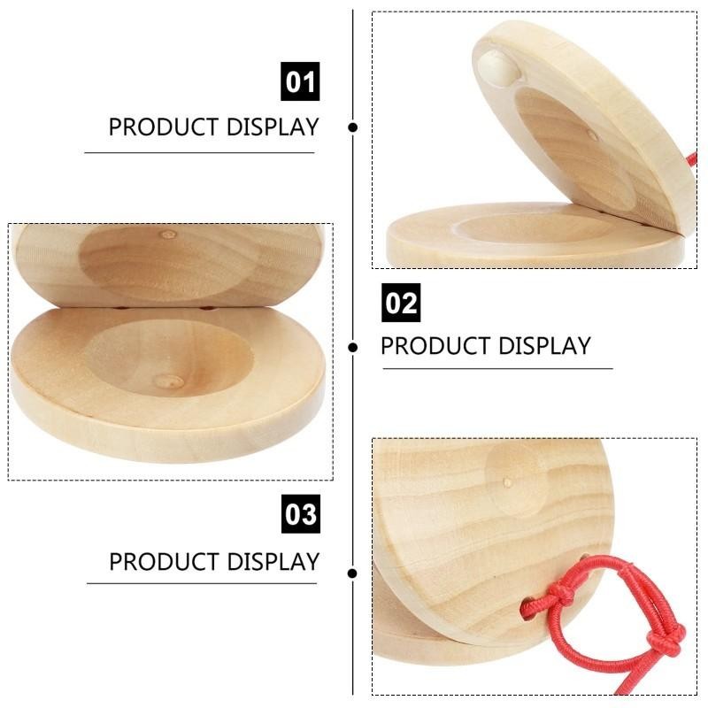 2Pcs Alat Musik Kastanyet Kayu Alat Musik Perkusi Wood  Kastanyet Castanyet Kayu Alat Bantu Untuk Te