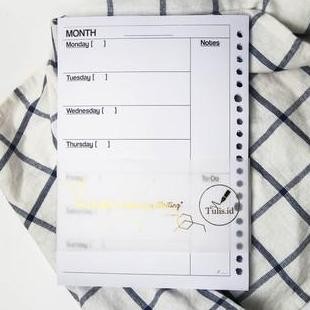 

Spot Barang !!! [Tulis Id] Basic Weekly Planner A5 Loose Leaf Binder Paper 100 Gsm