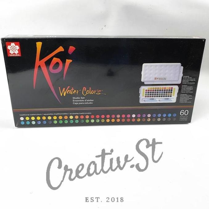 

New Stock 2025 !!! Sakura Koi Water Colors Studio Set 72 Pocket Field Sketch Box Cat Air Padat