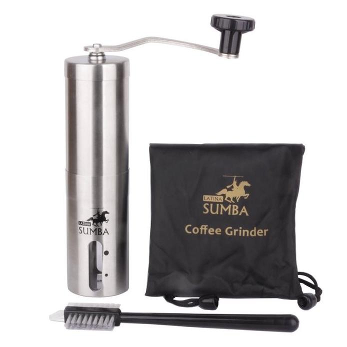 

Terlaris Latina Sumba Handy Coffee Grinder Stainless Body Ceramic Burrs Gilingan Kopi Manual Burrs Keramik