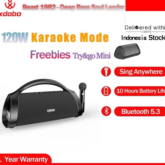 ''Terlaris" Jakarta StockXdobo Beast 1982 120W Wireless Bluetooth .3 Speakers Deep Bass Outdoor Indo