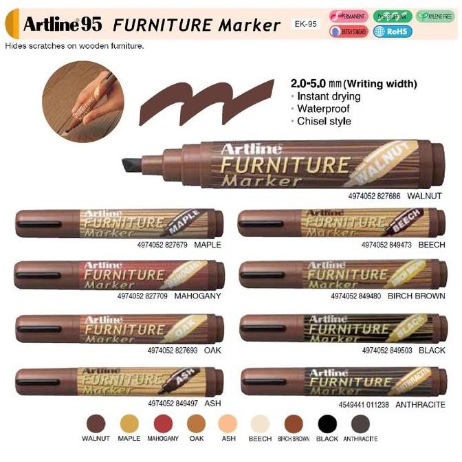 

(1 Pcs) Spidol Permanen Motif Kayu Artline Permanent Wooden Furniture Marker Ek-95 Anti Air