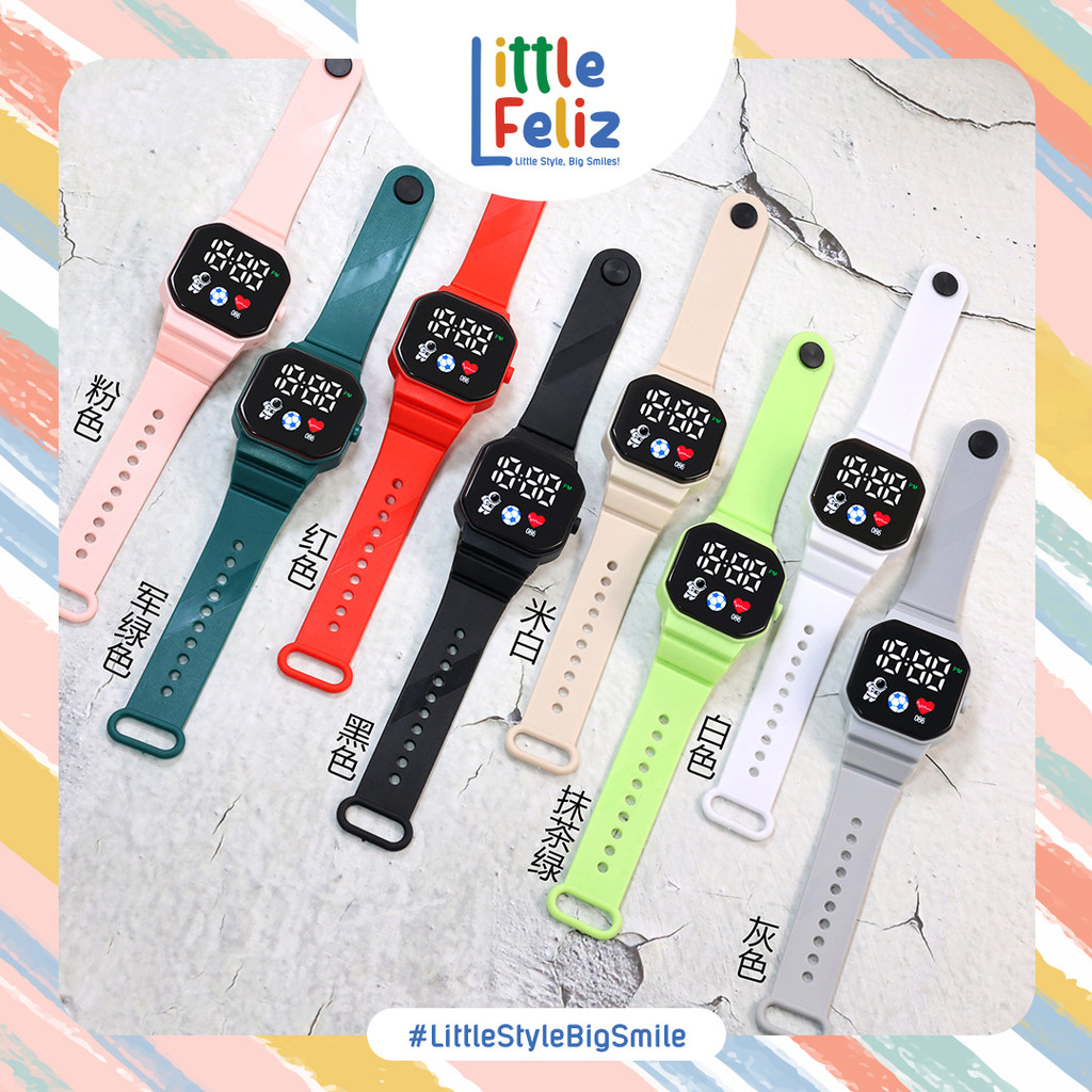 littlefeliz JA08 Jam Tangan LED Digital Pria Wanita Rubber Electronic Fashion Couple Anak Remaja Pre