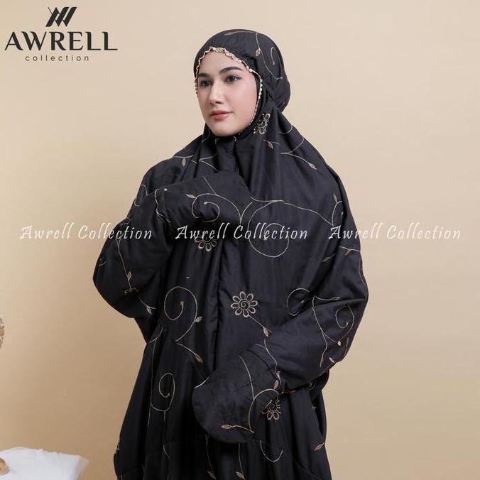 new Mukena Terusan Katun Bordir Bunga Teratai Putih murah