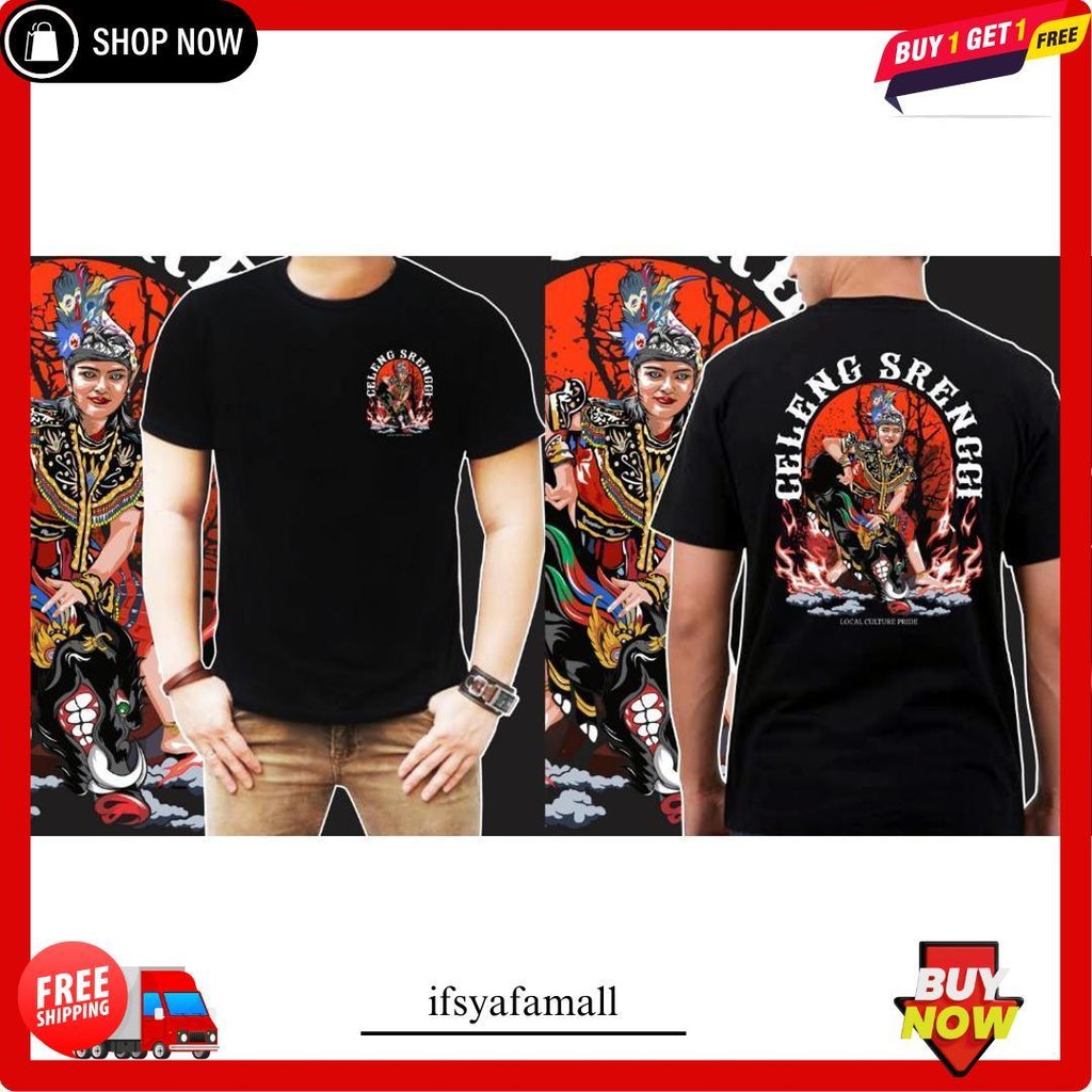 . Kaos Barongan Jaranan Barong Devil  Pria Wanita Catton Combed 30S Desain Original Gratis Ongkir