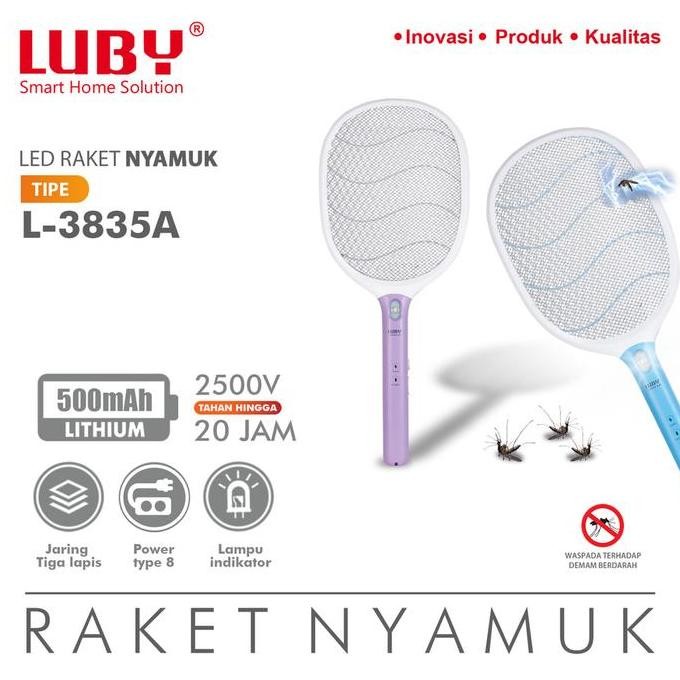 Terbaru Laris, Luby Raket Nyamuk Rechargerable Led L-3835 Baterai