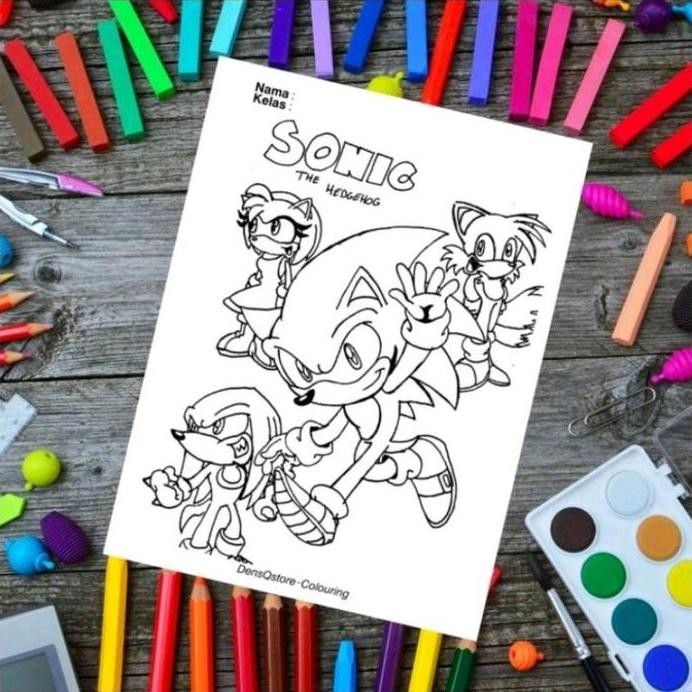 

new !!! Kertas Mewarnai Gambar Anak Tema Sonic the Hedgehog Kertas Brief Card murah